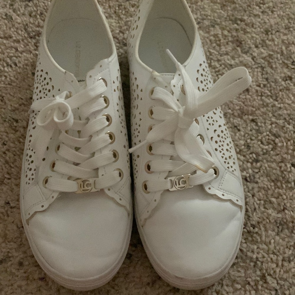 White and gold cute sneakers